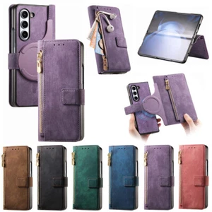 Case For Samsung Galaxy Z Fold5 Fold4 3 Magnetic Leather Wallet Stand Flip Cover - Picture 1 of 26