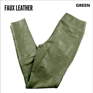 NWT LuLaRoe 3XL LUXE Green Faux Leather Leggings Size 20 22 - Picture 1 of 2