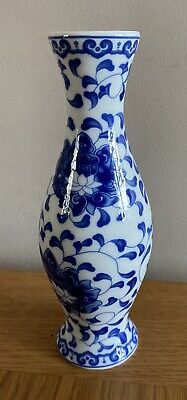Small Blue & White Antique Vintage Vase 15cm Chinese Pottery • 35.58£