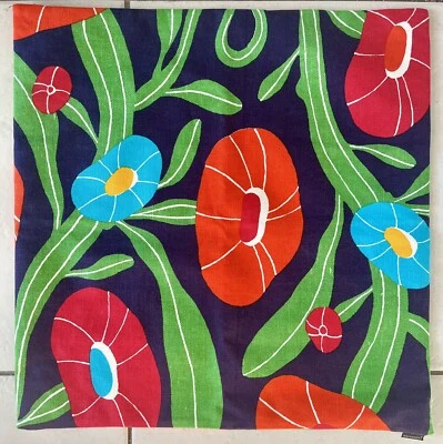Marimekko LOMAPAIVA Linen Blend Pillow Cover 20” New Purple Floral Flower Red - Image 1 of 4