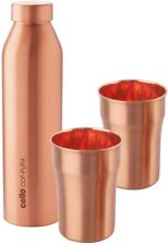Copper Leak Proof Water Bottle Drinkware 900 ml with 2 Glasses Gift Set