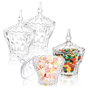 4 Pack Decorative Candy Jars, Glass Candy Dish with Lid, Crystal Diamond - Picture 1 of 8