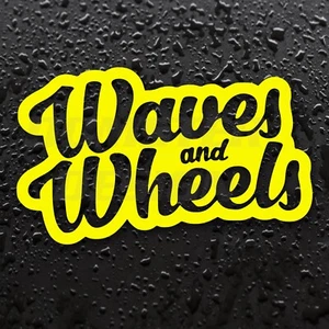 Pegatina Vinilo Waves and Wheels - Surf - Ola - Seal Camper Cafe Racer Sticker - Imagen 1 de 4