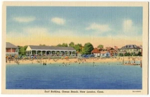Vintage New London CT Connecticut Postcard Surf Bathing Ocean Beach 052214 OS - Picture 1 of 2