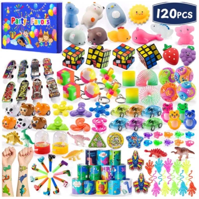 120PC Small Assorted Unisex Party Bag Fillers Lucky Dip Prizes Pocket Money Toys