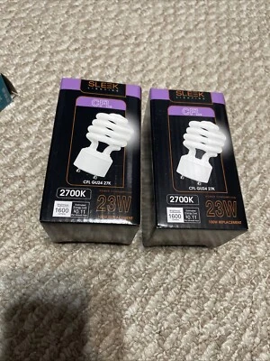 Sleek Lighting 4 Pack CFL 23W GU24 27K bulbs new (2) - Image 1 of 2