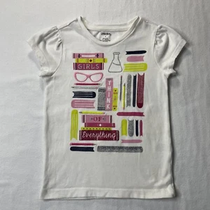 Gymboree Girls White Girls Think Of Everything Glitter T-Shirt Sz 6 - Picture 1 of 7