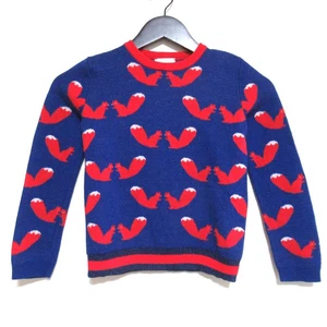 GUCCI Squirrel Pattern Long Sleeve Knit Sweater Kids 6 Sizes Blue Red Kids USED - Picture 1 of 8