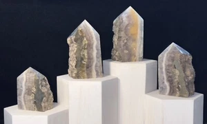 Fluorite w Pyrite Raw Edge Tower/Quartz Crystal, Metaphysical,Decor,Symbiosis - Picture 1 of 43
