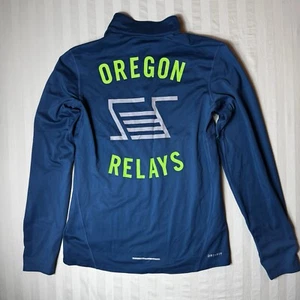 Nike Oregon Relays Pullover Mens Small Blue Dri Fit 1/2 Zip Track Jacket Warm Up - Picture 1 of 14
