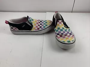 VANS Kids Slip-On Rainbow Checkerboard Sneakers/Shoes - Youth Size 2.5 - Picture 1 of 7