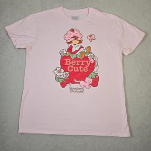 Strawberry Shortcake Shirt Size Large Pink Graphic Tee Top Casual 80s Cartoon - Picture 1 of 10
