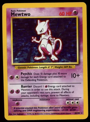 MEWTWO 1999 Pokemon Pokemon Base Set Holo Rare #10/102 - Image 1 of 4