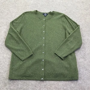 Lands End Strickjacke Pullover Damen 1X Grün 100% Kaschmir Knopfleiste Strick - Bild 1 von 10