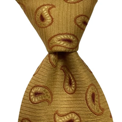 Corbata para hombre ERMENEGILDO ZEGNA 100 % seda ITALIA lujo PAISLEY dorada/naranja usada en excelente estado Foto 1 de 3