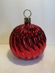 De colección TELEFLORA Brillante Bola de Navidad Adorno Caramelo Tapa Tarro 6” Rojo Remolino - Imagen 1 de 8