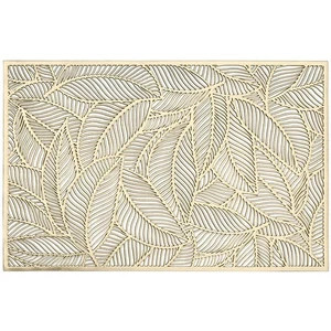 Gold Rectangle Placemats for Dinner Table Set of 6 Metallic Hollow Out Table ... - Picture 1 of 7