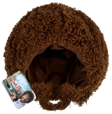 Conjunto de peruca e barba Bob Ross 🎨🤣 Fantasia afro engraçada cabelo festa de Halloween mordaça presente - Imagem 1 de 4