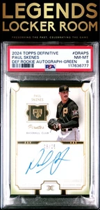 2024 Topps Definitive Collection Rookie Autographs Paul Skenes Green PSA 8 - Picture 1 of 2