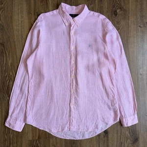 Ralph Lauren Linen Shirt Men's XL Long Sleeve Button-Down Pink - Picture 1 of 6