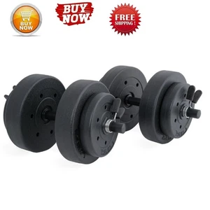 Juego de mancuernas de peso de vinilo de 40 libras para gimnasio hogar placas de barra ajustables entrenamiento corporal - Imagen 1 de 8
