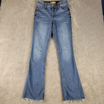 Democracy Jeans Womens 2 Blue Bootcut Ab Technology Raw Hem Medium Wash Stretch - Image 1 of 4