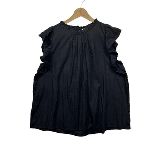 Preview Top Size 16 Black Short Sleeve Ruffle Cotton - Bild 1 von 8