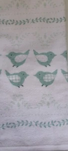 FULL UNCUT AQUA BIRD Print Cotton Kitchen Towel - Picture 1 of 1