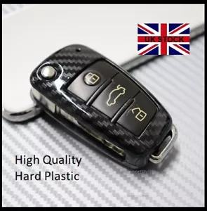 Cover portachiavi flip fibra di carbonio 3 pulsanti per Audi A3 S3 A4 A5 A6 A8 TT Q7 j58cf - Foto 1 di 4