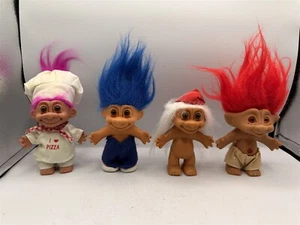 VINTAGE KONVOLUT 4 TROLL PUPPEN I LOVE PIZZA - SNATA - JUWELENBESETZTER BAUCH - BLAU  - Bild 1 von 11