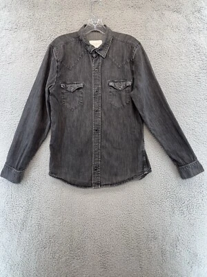 Sandro Paris Men’s Size Medium 100% Cotton Black Denim Shirt Pearl Snaps - Image 1 of 4
