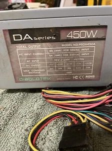 DIABLOTEK DA SERIES 450W DESKTOP POWER SUPPLY- PSDA450A - Picture 1 of 4