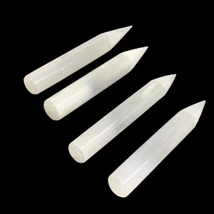 20pcs, 5.3"-6"x20-25mm, Selenite Crystal Wand Point Power White Selenite, B35913 - Imagen 1 de 8