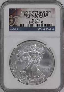 2014 Bullion Silver Eagles NGC MS-69 (W) EARLY RELEASES Struck at West Point Min - Picture 1 of 4