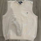 Vintage Ralph Lauren Polo White V-Neck Chunky Knit Vest Sweater Adult Size 2Xl