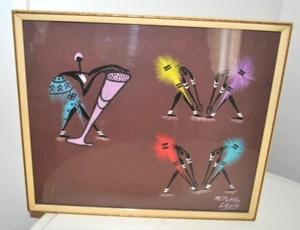 African 'Tribal Art' Painting- Modernist Ink on Paper- Signed MITOMBO LIEVIN- GC - Picture 1 of 6