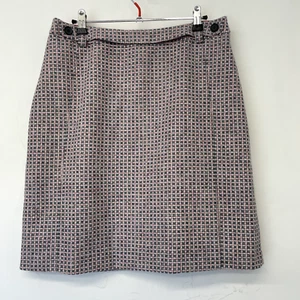 Laura Ashley Moon Tweed Pink & Grey Woven Lined Pencil Skirt Size UK 12 - Picture 1 of 9
