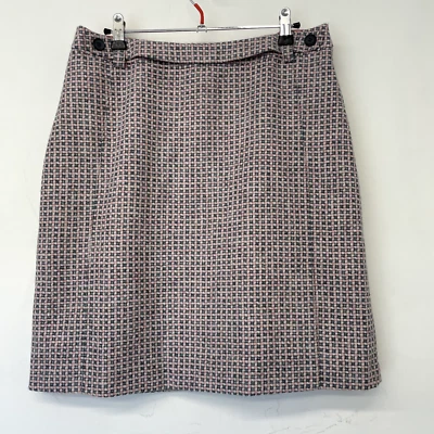 Laura Ashley Moon Tweed Pink & Grey Woven Lined Pencil Skirt Size UK 12 - Image 1 of 4