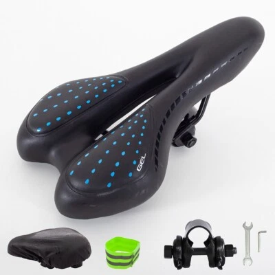 Fahrradsattel Ergonomischer MTB Gel Sitz Anti-Rutsch Belüftung Schwarz Blau - Bild 1 von 4