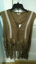 NWT Long Mustard Fringe Vest women's (Large)   by: KAKTUS