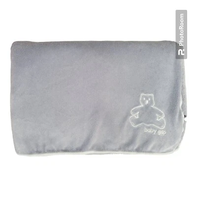 Одеяло Baby Gap Brannan Bear вышитая подкладка шерпа серое сине-белое - Изображение 1 из 4