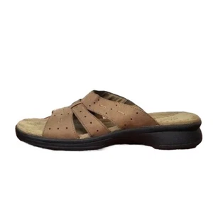 Clarks Springers Sandals womens size 10 tan Leather Slip on comfort - Picture 1 of 11