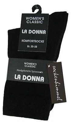 6 Paar schwarze Damen Socken ohne Gummibund ohne Naht Baumwolle Elasthan ÖKOTEX! - Bild 1 von 2