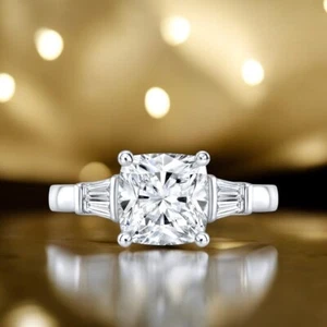 Anillo de compromiso de diamantes talla princesa cultivado en laboratorio de 1,40 quilates oro blanco de 14 k IGI - Imagen 1 de 11