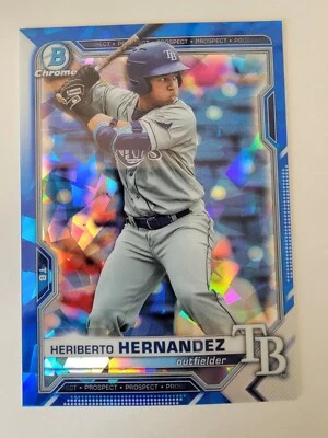2021 Bowman Chrome Sapphire Heriberto Hernandez #BDC-100 Tampa Bay Rays - Image 1 of 3