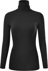 Women'S Long Sleeve Turtleneck Light Weight Pullover Slim Fit T-Shirts Top Sweat - Picture 1 of 12