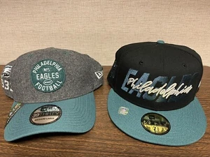 2 NFL Philadelphia Eagles New Era hats - Hurts, AJ Brown, Barkley (Super Bowl) - Picture 1 of 7