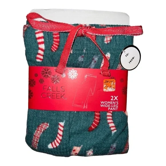 Falls Creek женщин зеленый лаунж брюки широкие ноги шнурка праздник плюс 2 X новый с Ярлыками - Изображение 1 из 2