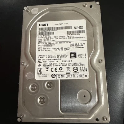 HGST 0F22791 6TB 7.2K 3.5" SAS HDD – Enterprise Storage Drive - Image 1 of 2
