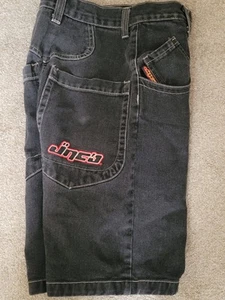 JNCO Jean Shorts Kid's Sz 16 26" Vintage 90s Y2K Embroidered Graffiti Skater - Picture 1 of 12